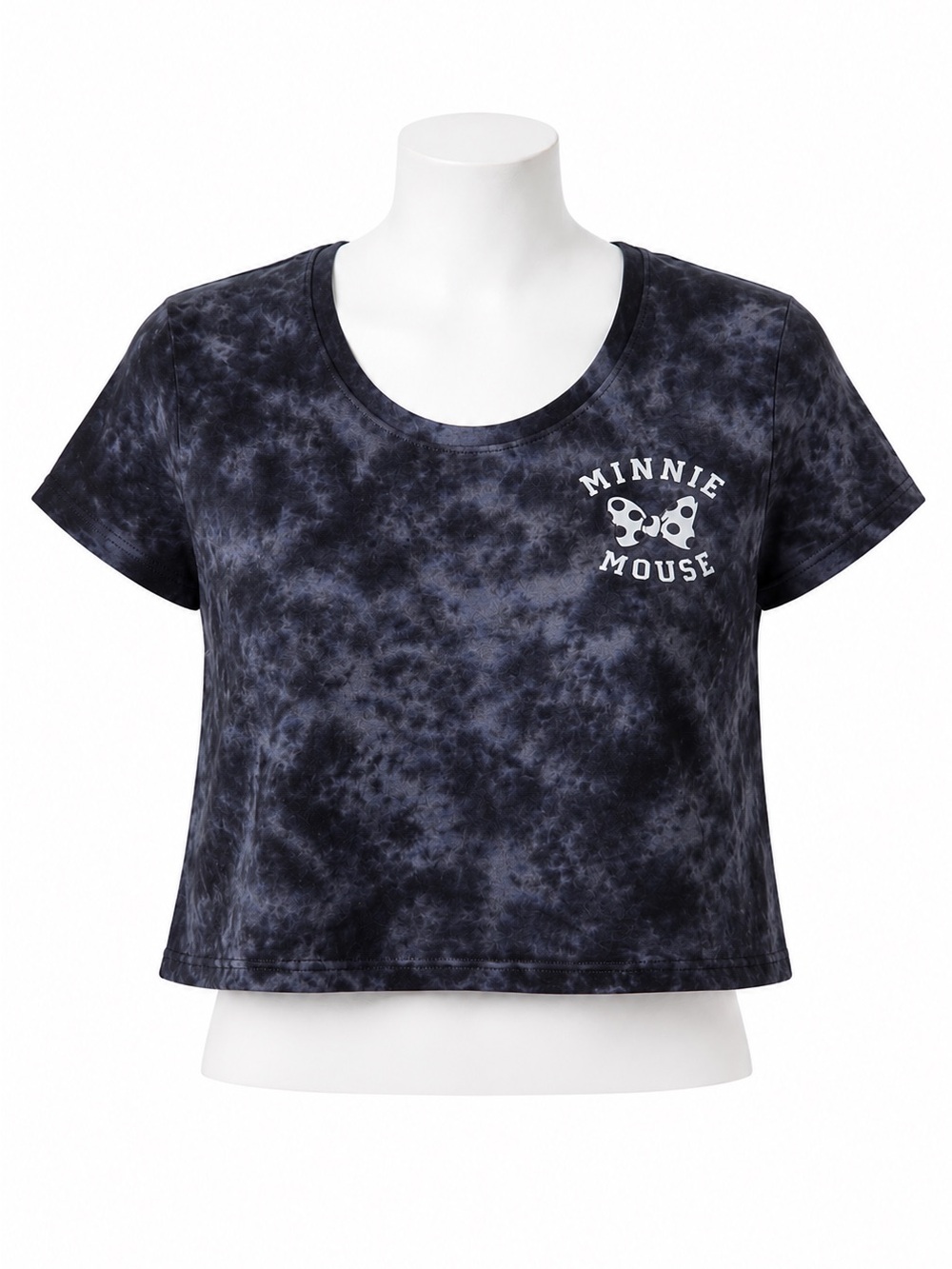 Size 3X Disney Minnie Mouse Tie Dye Graphic Crop T-Shirt Black‎ Grey